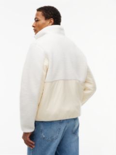 Tommy Jeans Mixed-Media Teddy Jacket — Cream 4