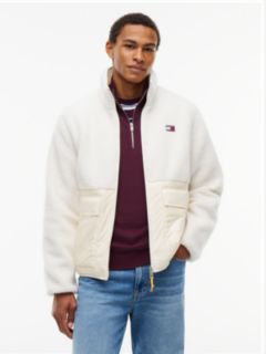 Tommy Jeans Mixed-Media Teddy Jacket — Cream 1