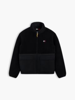 Tommy Jeans Mixed-Media Teddy Jacket — Black 5