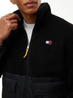 Tommy Jeans Mixed-Media Teddy Jacket — Black 3