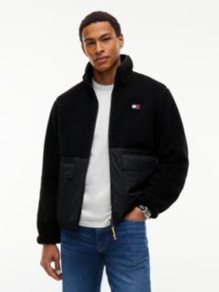 Tommy Jeans Mixed-Media Teddy Jacket — Black 1
