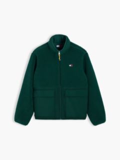 Tommy Jeans Mixed-Media Teddy Jacket — Velvet Green 5