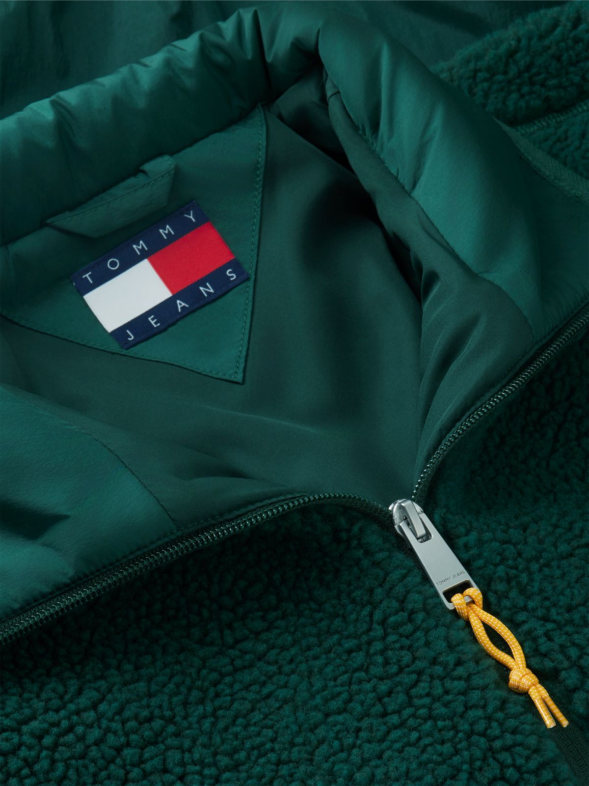 Tommy Jeans Mixed-Media Teddy Jacket — Velvet Green