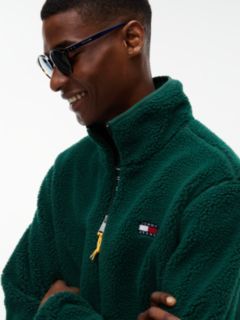 Tommy Jeans Mixed-Media Teddy Jacket — Velvet Green 3