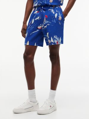 Tommy Jeans Sailboat Print Beach Short, Providence Blue