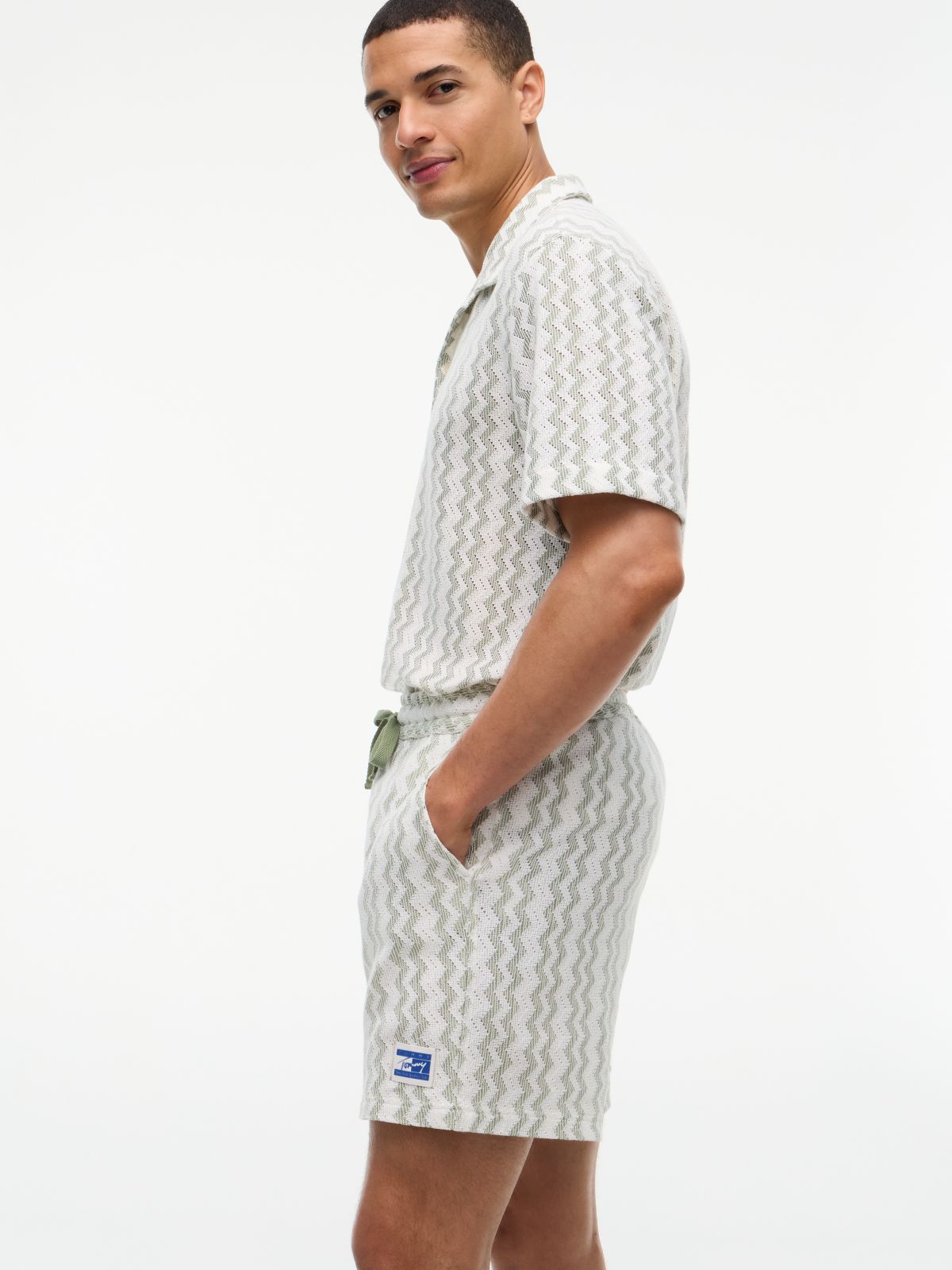 Tommy Jeans Open Weave Beach Short — Spring Olive