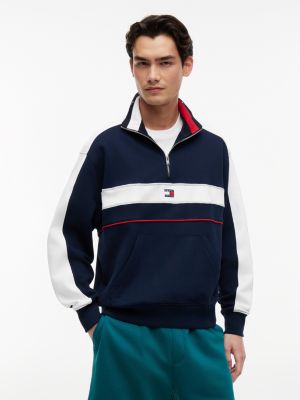 Tommy Jeans Colorblock Quarter-Zip, Dark Navy