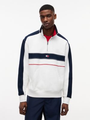 Tommy Jeans Colorblock Quarter-Zip, Ecru