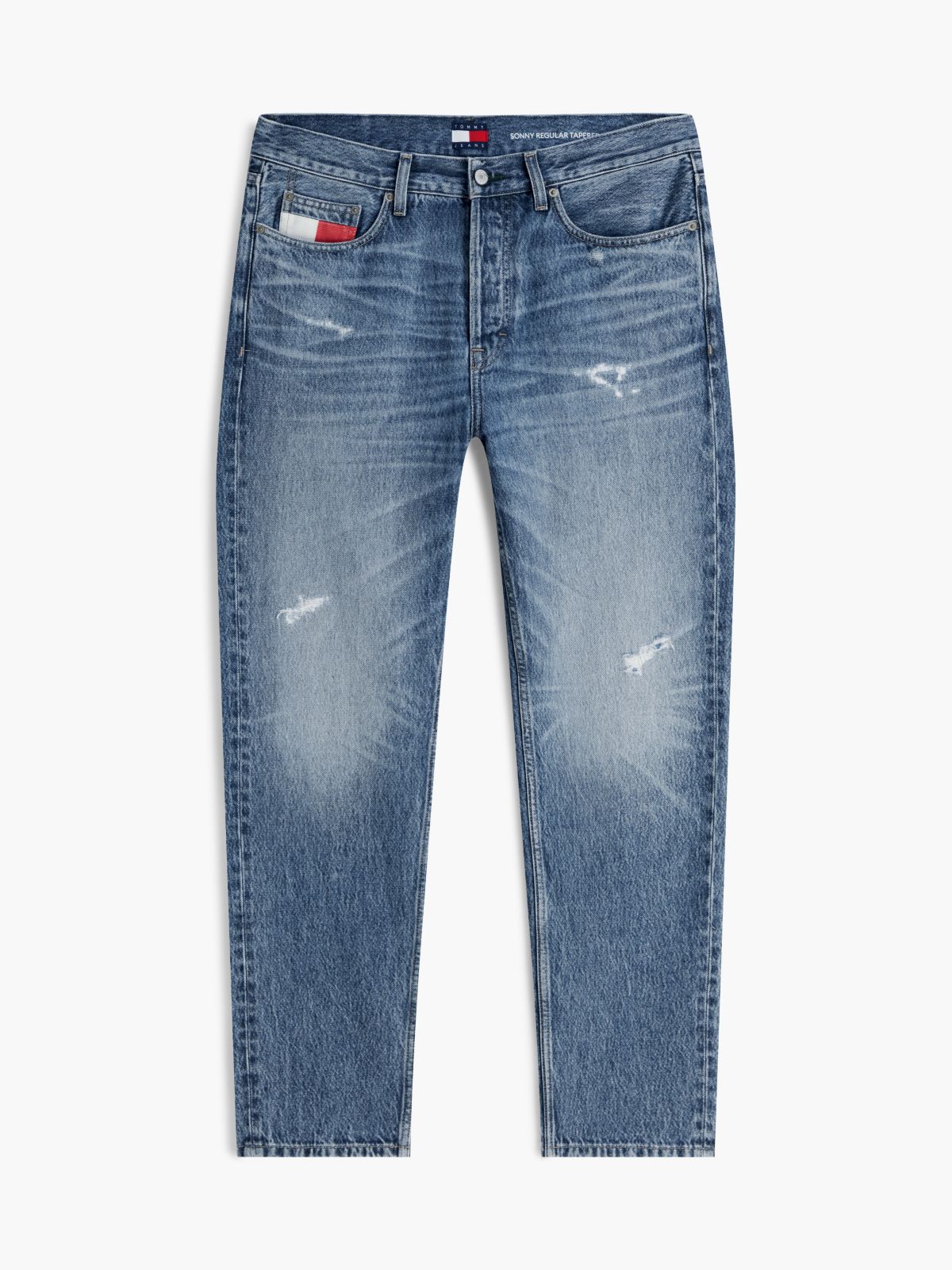 Tommy Jeans Distressed Straight Jean — Medium Wash Denim