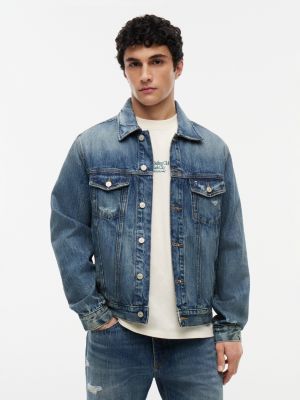 Tommy Jeans Distressed Denim Jacket, Denim Dark