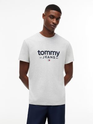 Tommy Jeans Logo Slim Fit T-Shirt, Ice Grey Heather