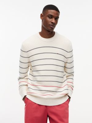 Tommy Jeans Slim Fit Striped Sweater, Ancient White Multi Stripe