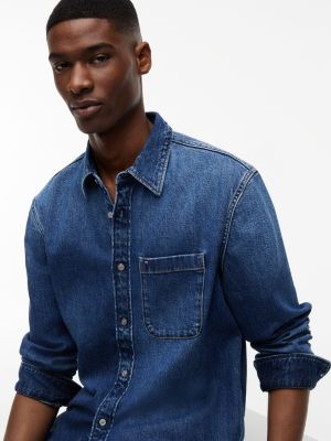 Мужские рубашки Tommy Hilfiger Tommy Jeans Regular Fit Denim Shirt — фото 3