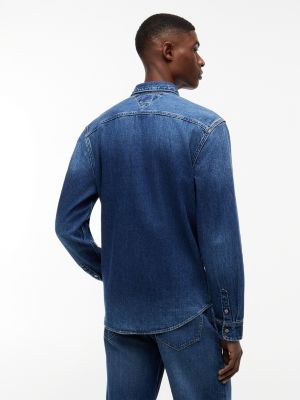 Мужские рубашки Tommy Hilfiger Tommy Jeans Regular Fit Denim Shirt — фото 4