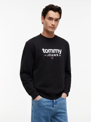 Tommy Jeans Logo Sueded Sweatshirt, Black