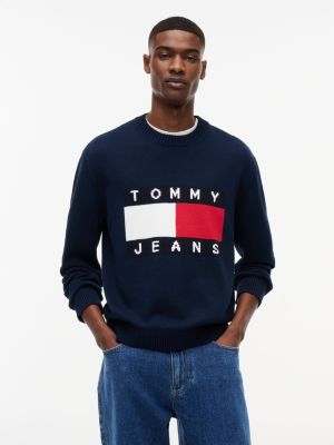 Tommy Jeans Flag Logo Crewneck Sweater, Dark Navy
