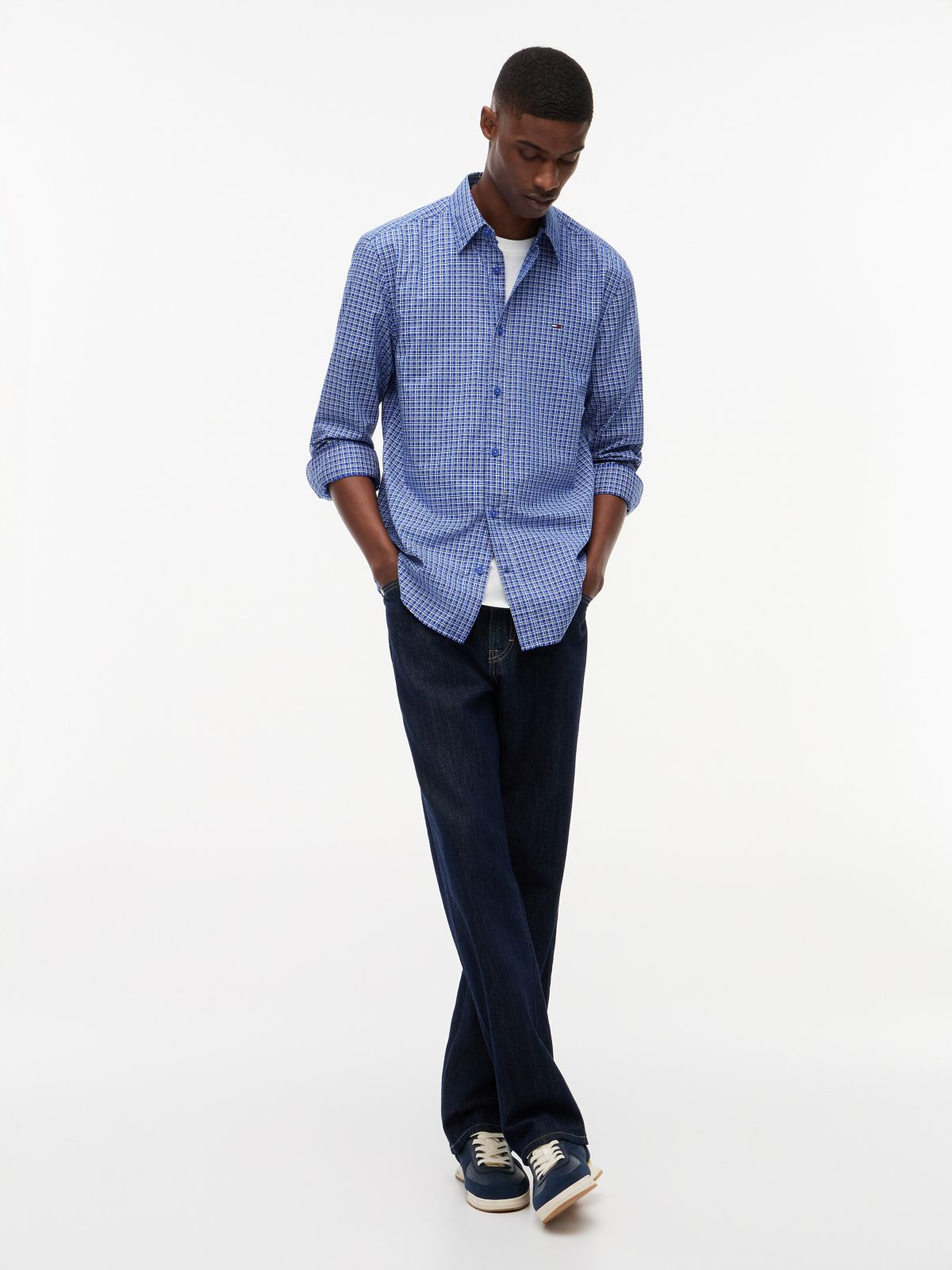 Tommy Jeans Regular Fit Twill Shirt — Providence Blue Check