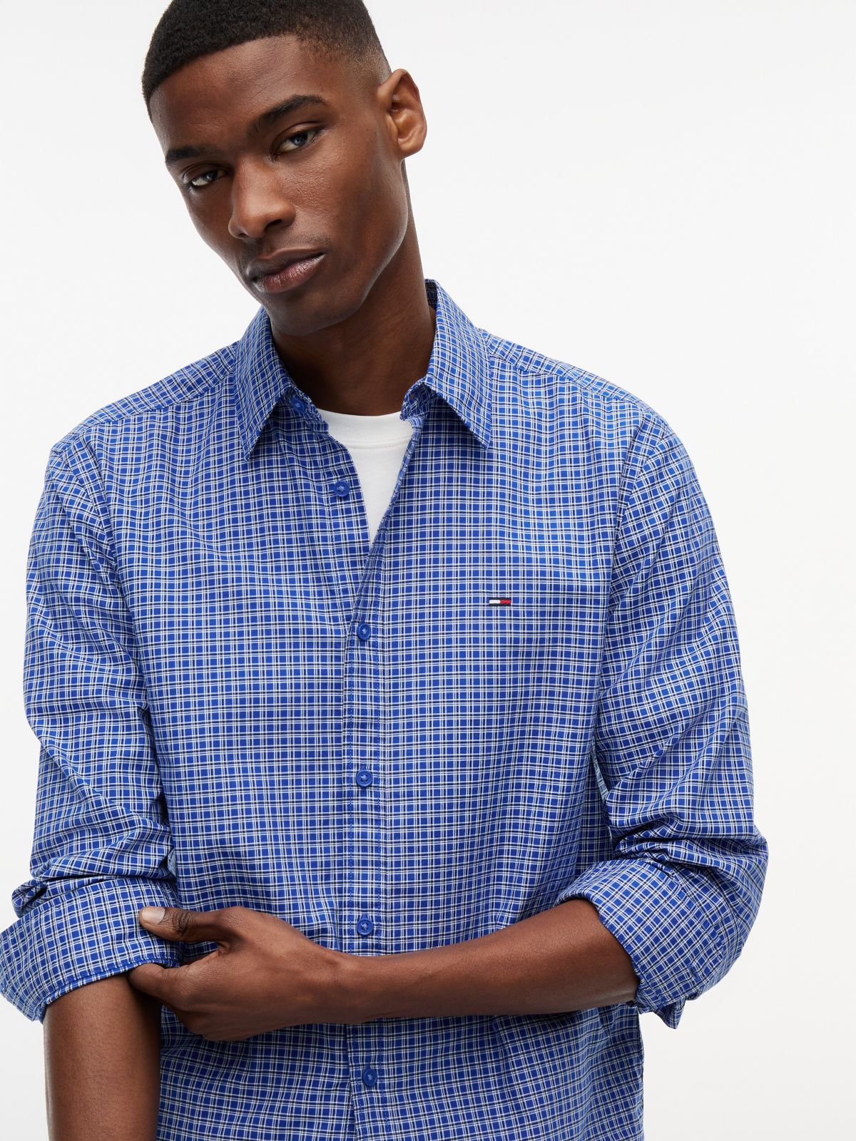 Tommy Jeans Regular Fit Twill Shirt — Providence Blue Check