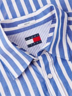 Tommy Jeans Regular Fit Twill Shirt — Providence Blue Stripe 6