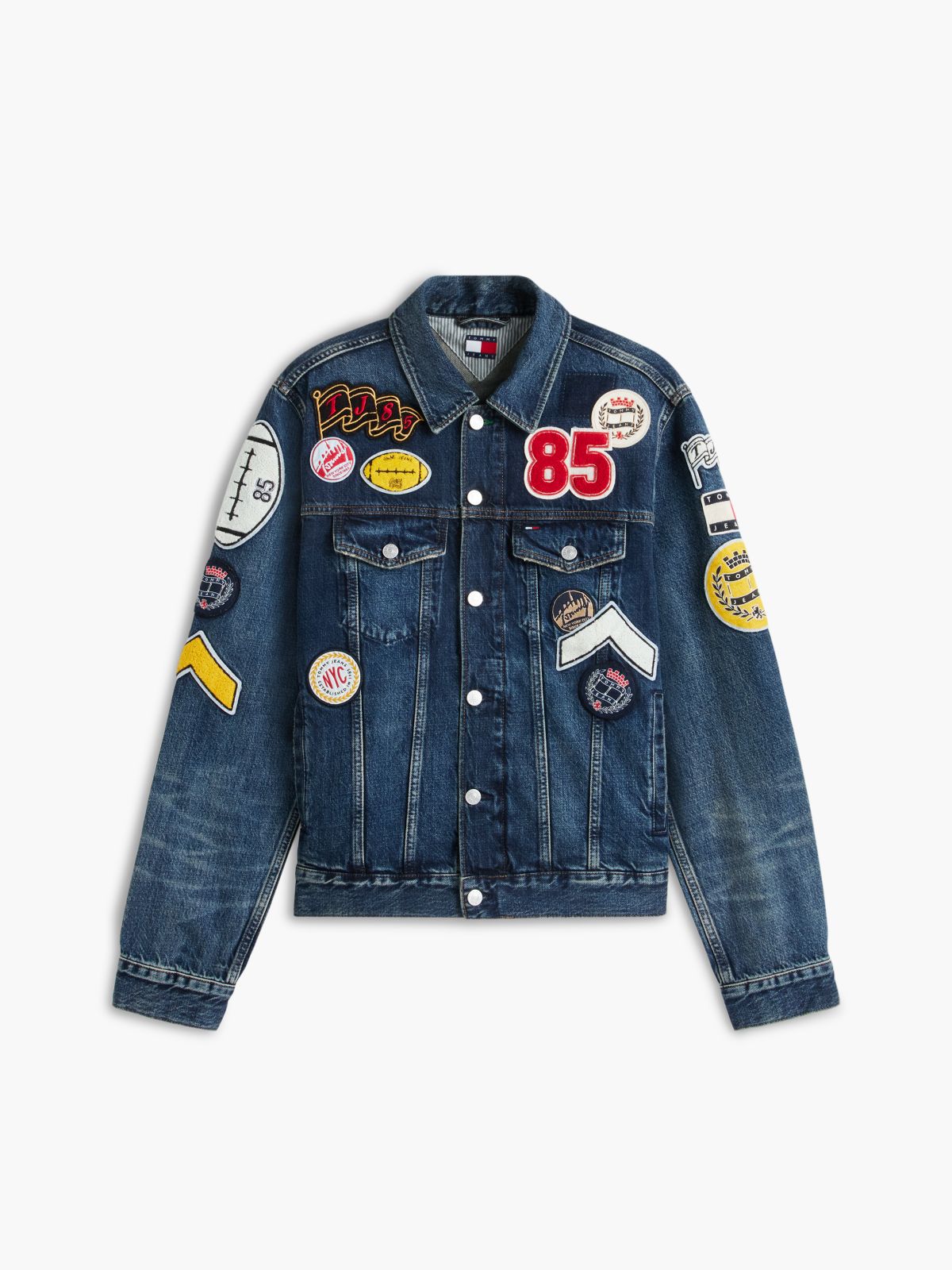 Tommy Jeans Allover Patch Denim Jacket — Denim Dark