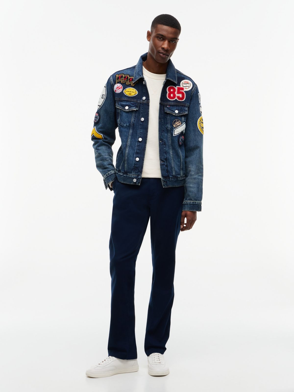 Tommy Jeans Allover Patch Denim Jacket — Denim Dark