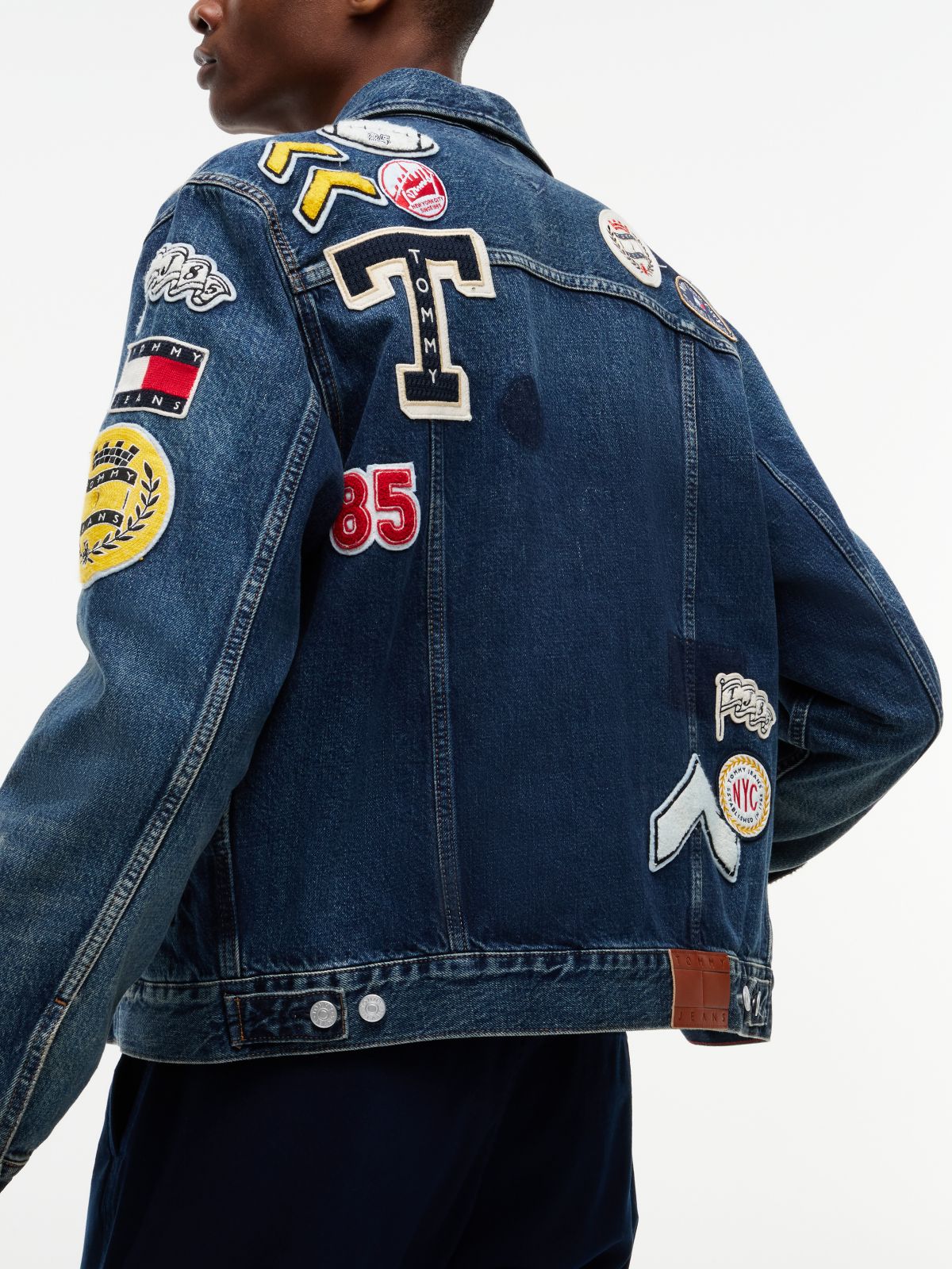 Tommy Jeans Allover Patch Denim Jacket — Denim Dark