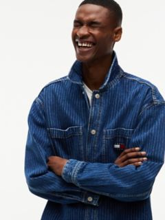 Tommy Jeans Striped Denim Shirt Jacket — Denim Dark 3