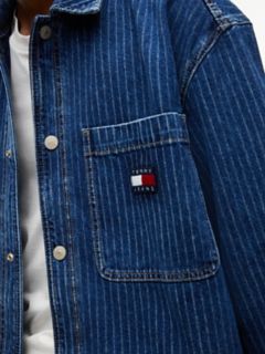 Tommy Jeans Striped Denim Shirt Jacket — Denim Dark 4