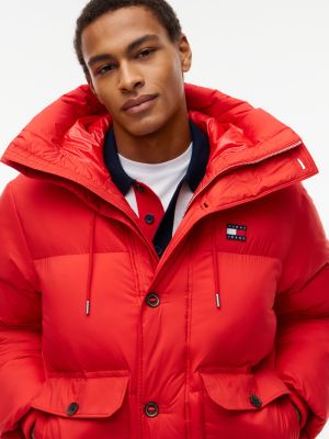 Мужская куртка Tommy Jeans Hooded Utility Puffer, цвет: Алый — фото 3