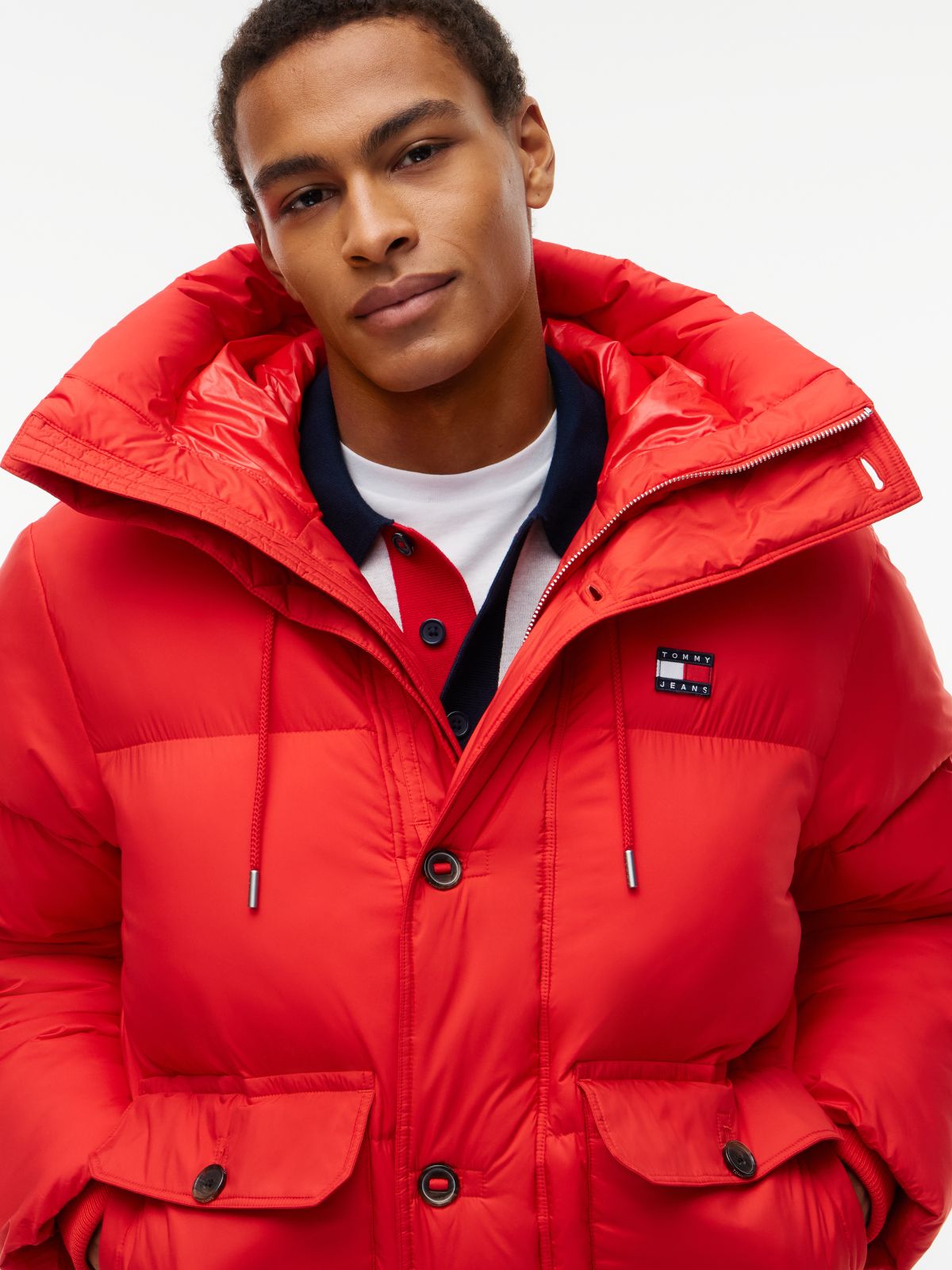 Tommy Jeans Hooded Utility Puffer Jacket — Scarlet Flare