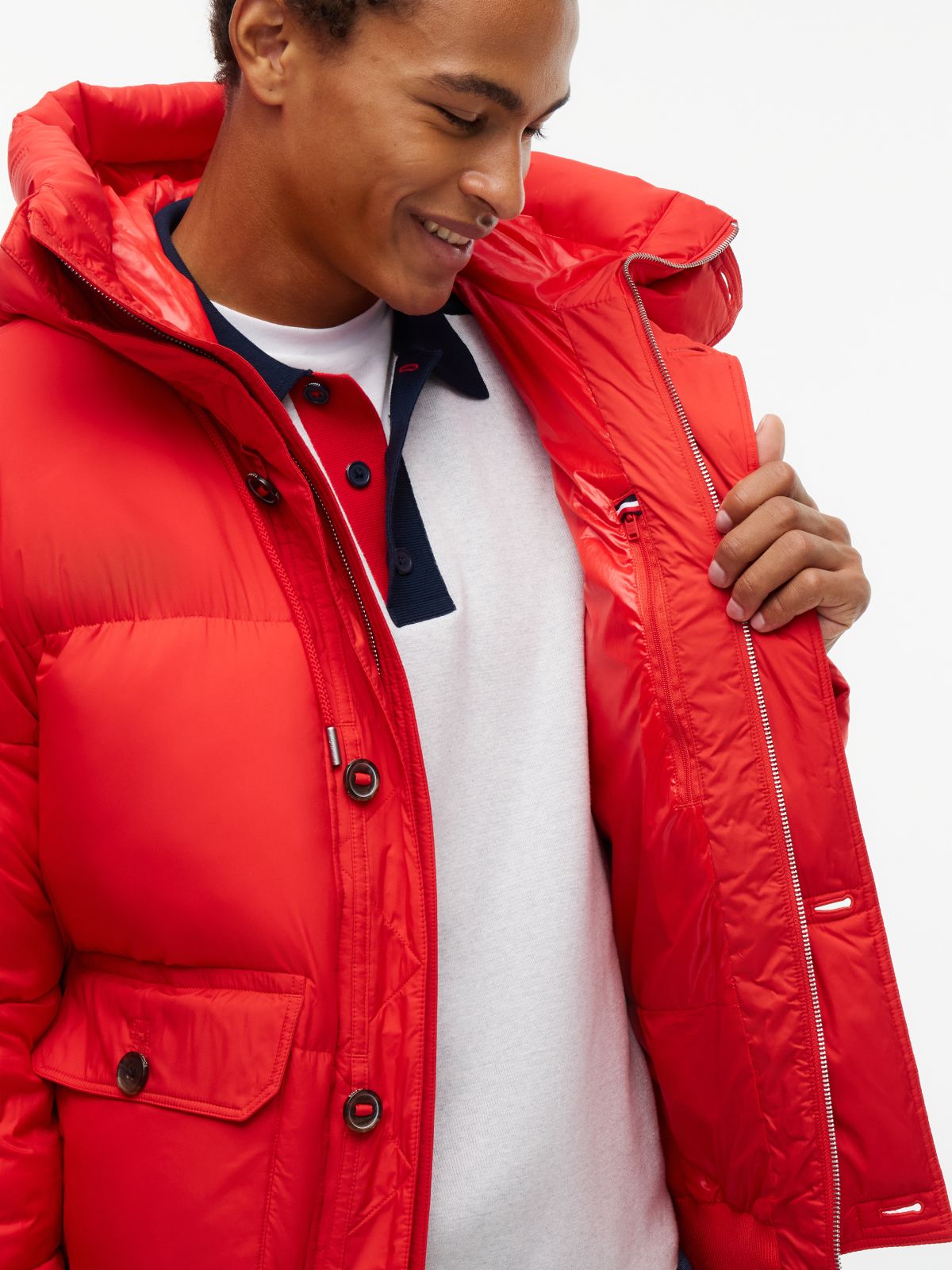Tommy Jeans Hooded Utility Puffer Jacket — Scarlet Flare