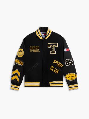 Мужская куртка Tommy Jeans Wool-Blend Varsity, цвет: Чёрный — фото 6