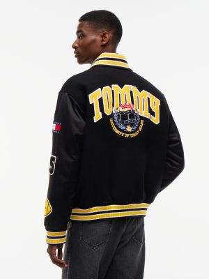 Мужская куртка Tommy Jeans Wool-Blend Varsity, цвет: Чёрный — фото 5