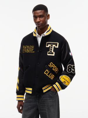 Tommy Jeans Wool-Blend Varsity Jacket, Black