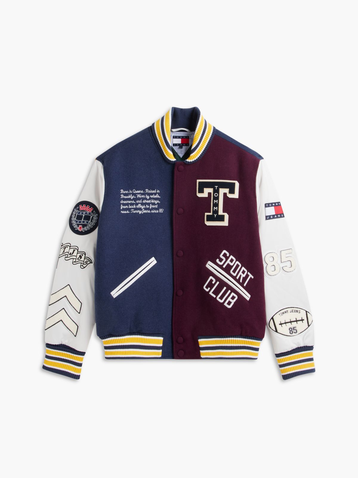 Tommy Jeans Wool-Blend Varsity Jacket — Dark Blue