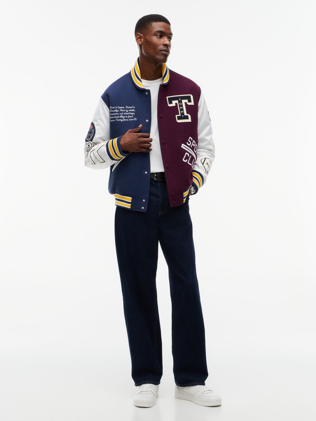 Tommy Jeans Wool-Blend Varsity Jacket — Dark Blue