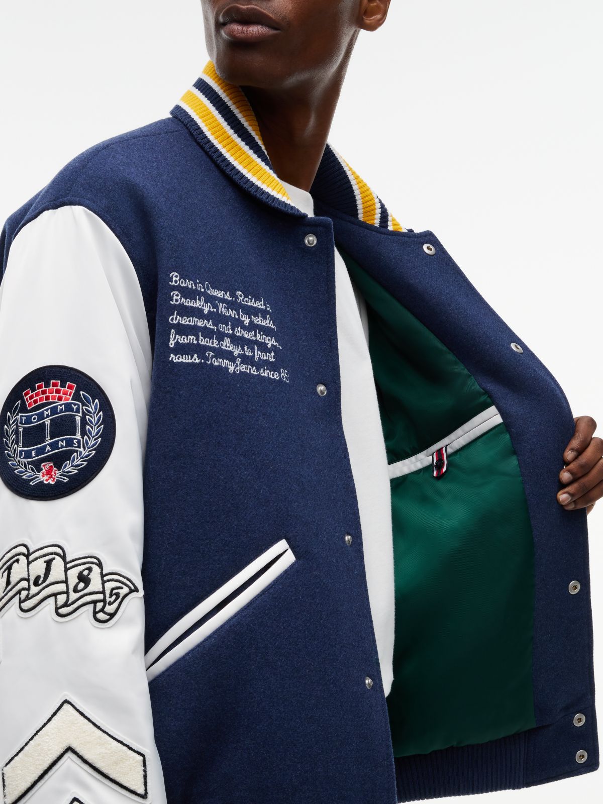 Tommy Jeans Wool-Blend Varsity Jacket — Dark Blue