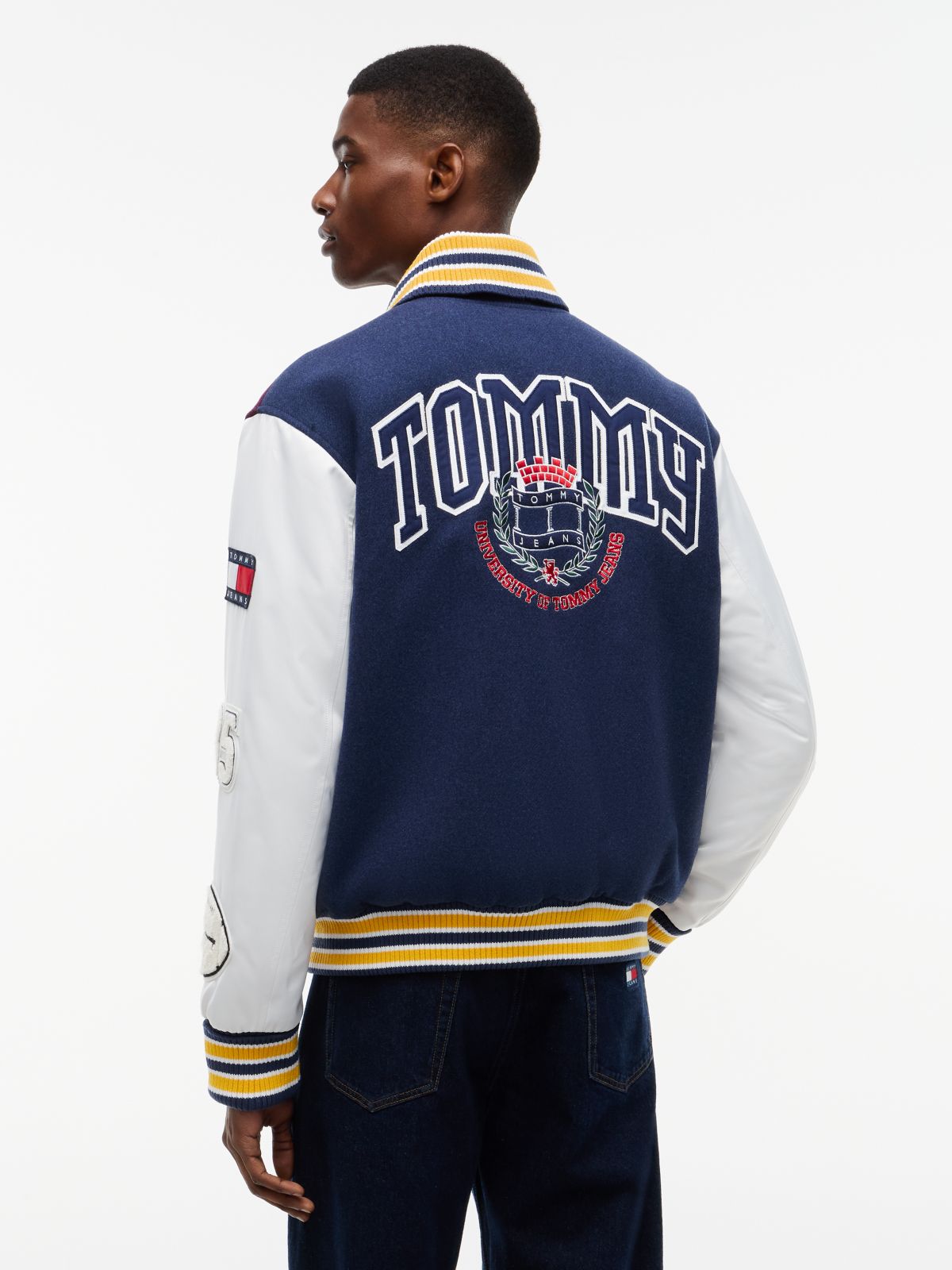 Tommy Jeans Wool-Blend Varsity Jacket — Dark Blue