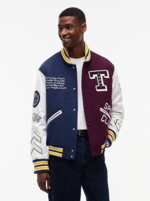 Tommy Jeans Wool-Blend Varsity Jacket, Dark Blue