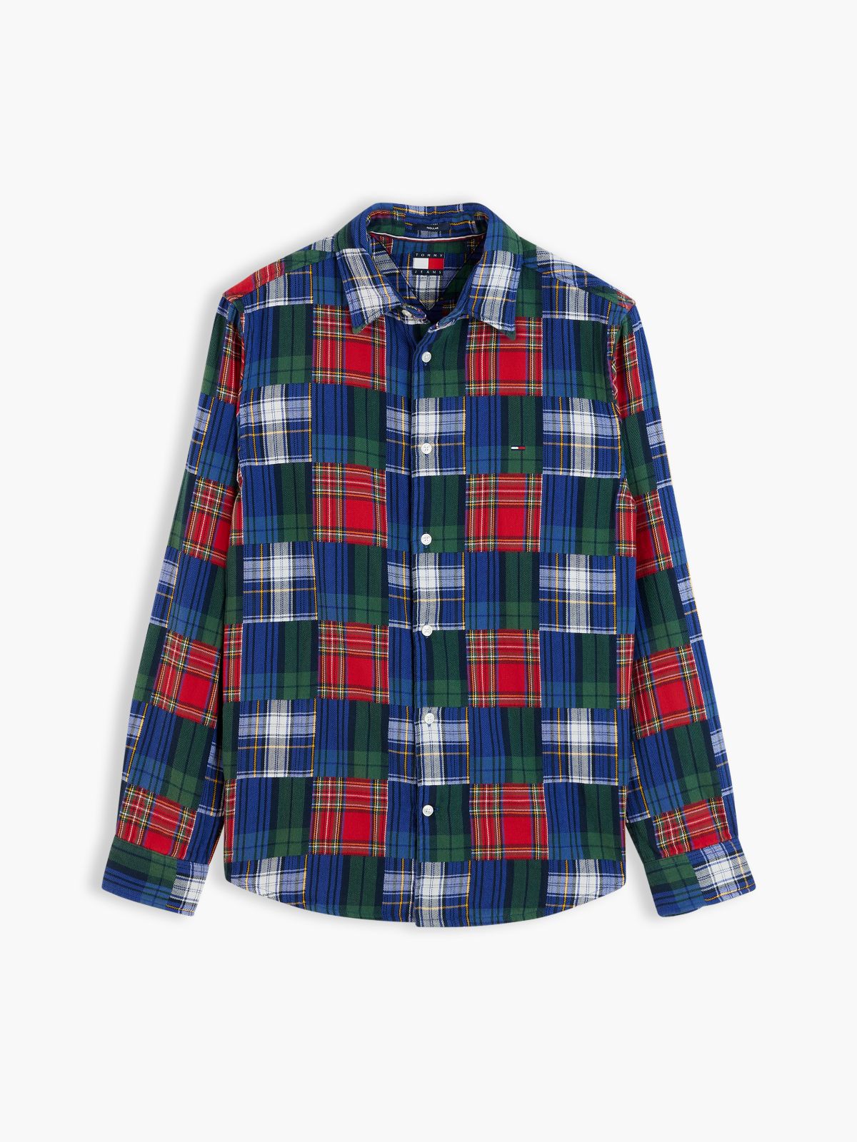 Tommy Jeans Double Cloth Patchwork Shirt — Dark Blue Check