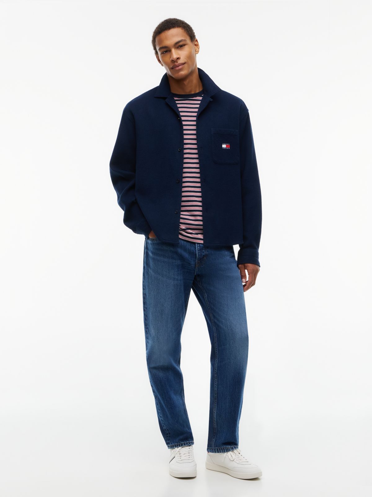Tommy Jeans Boxy Brushed Waffle Shirt — Dark Blue