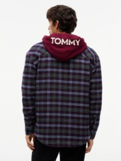 Tommy Jeans Hooded Overshirt — Calypso Berry Check 4