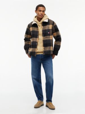 Мужская куртка Tommy Jeans Brushed Check Shirt Jacket, цвет: Чёрный клетчатый — фото 2