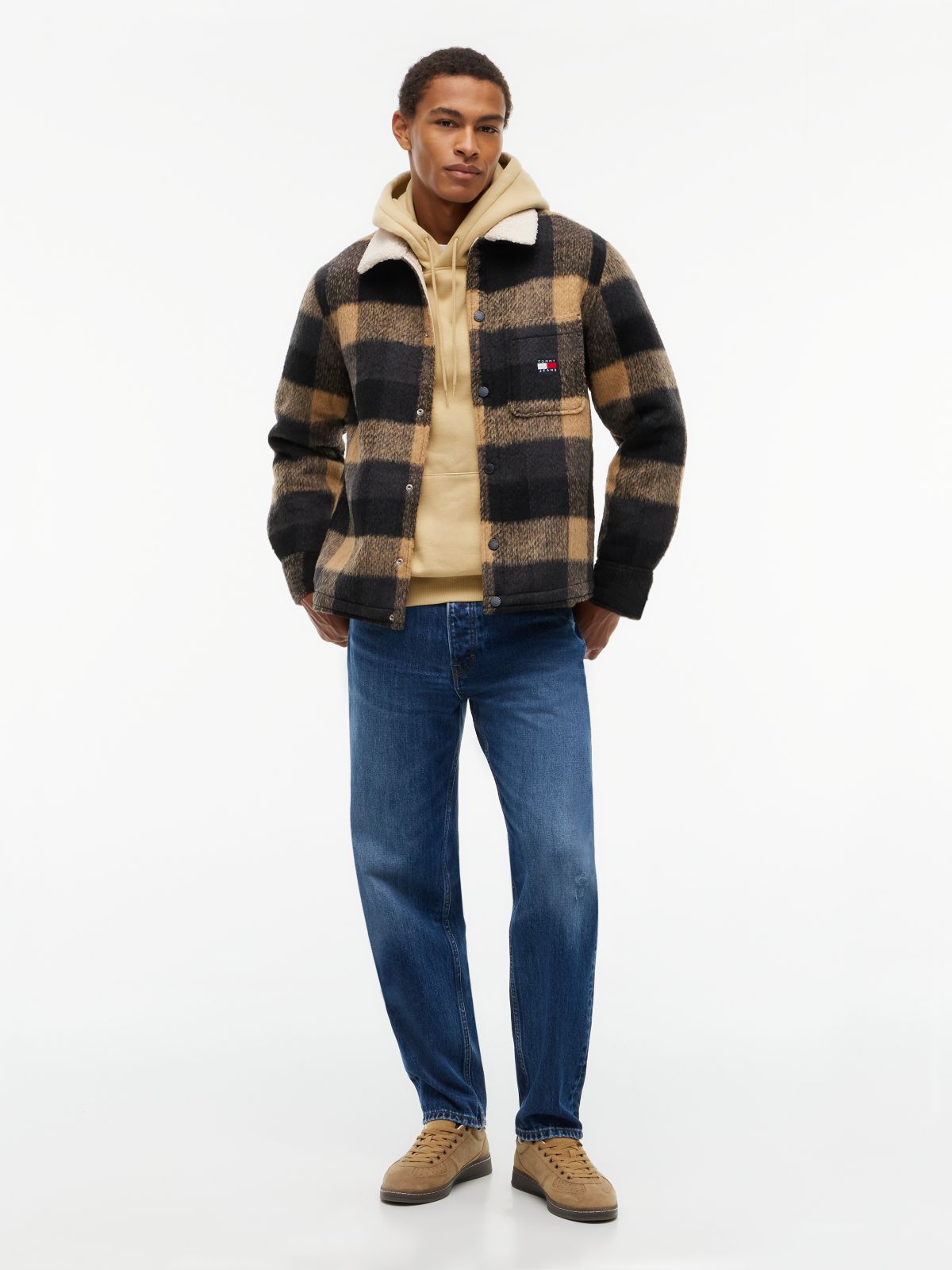 Tommy Jeans Brushed Check Shirt Jacket — Black Check