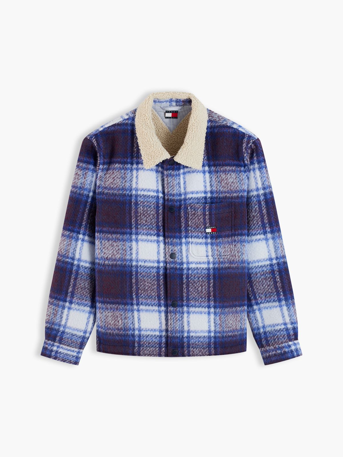 Tommy Jeans Brushed Check Shirt Jacket — Dark Blue