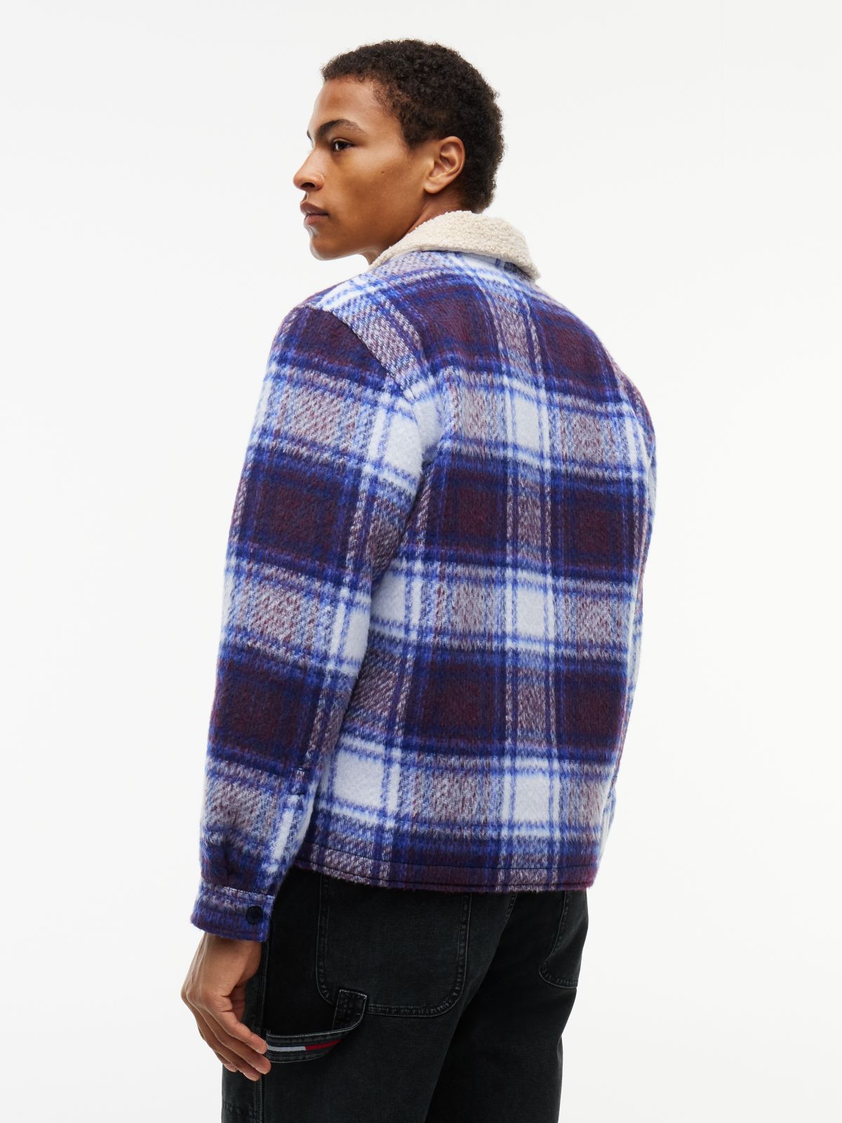 Tommy Jeans Brushed Check Shirt Jacket — Dark Blue