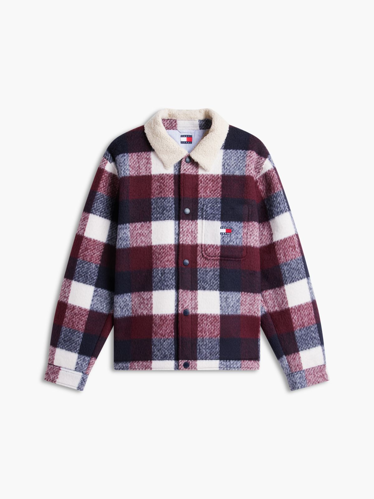 Tommy Jeans Brushed Check Shirt Jacket — Dark Blue