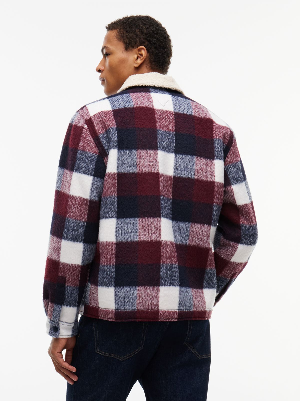 Tommy Jeans Brushed Check Shirt Jacket — Dark Blue