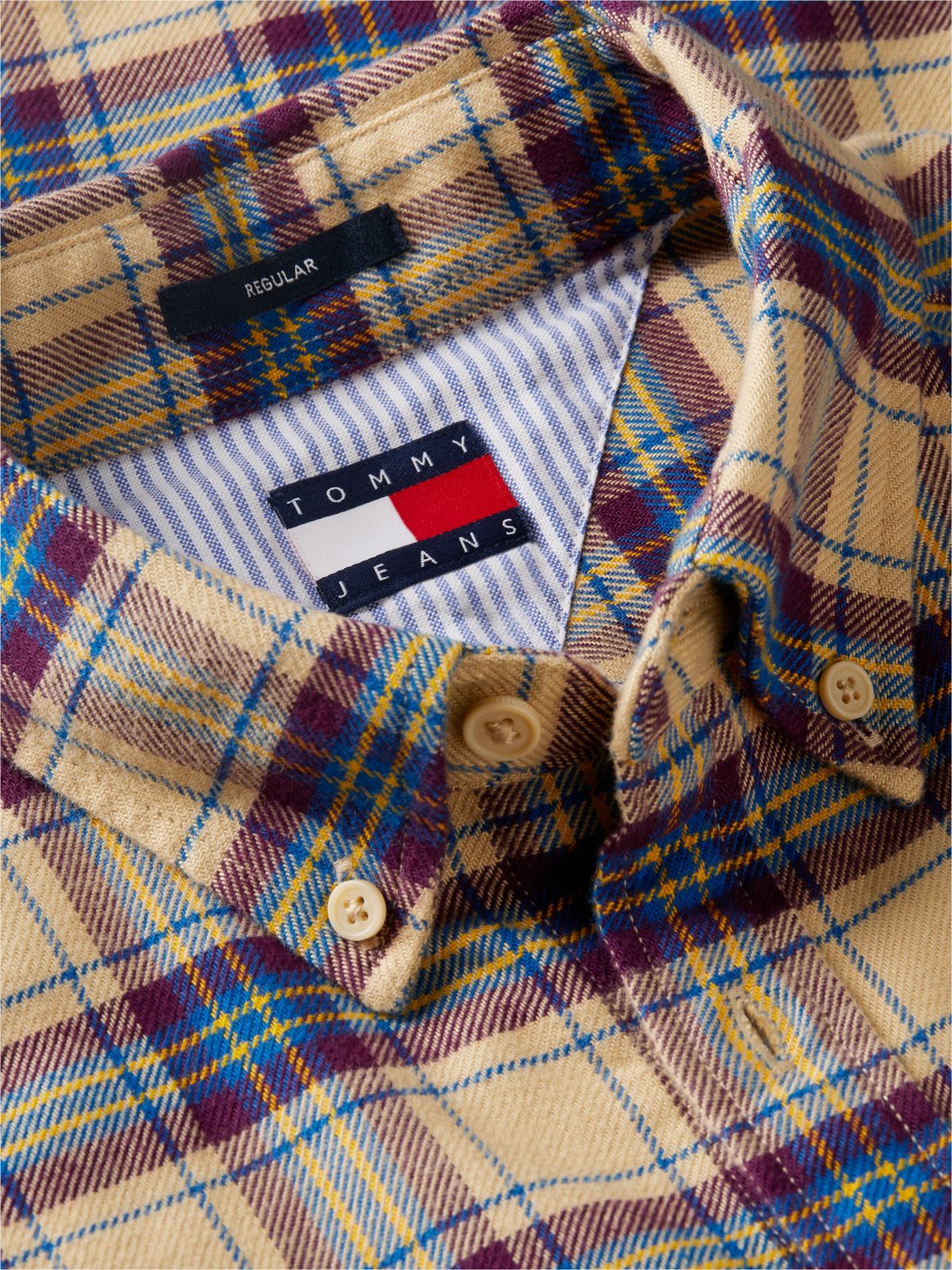 Tommy Jeans Brushed Check Flannel Shirt — Sandy Beige