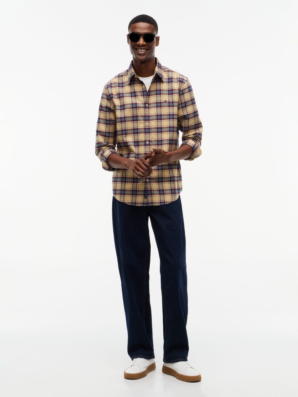 Tommy Jeans Brushed Check Flannel Shirt — Sandy Beige
